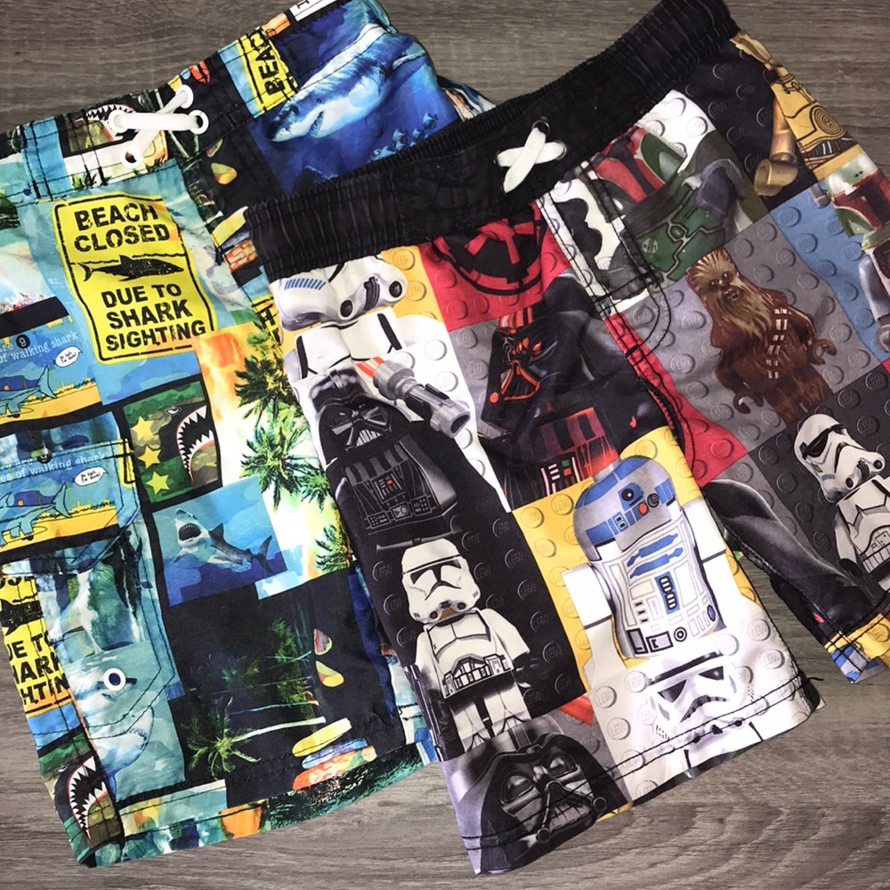 Boys Star Wars Lego and Op Shark Swim Trunks sz4-5